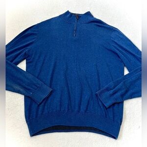 Tasso Elba Men's Navy Cotton Quarter Zip Sweater - Large